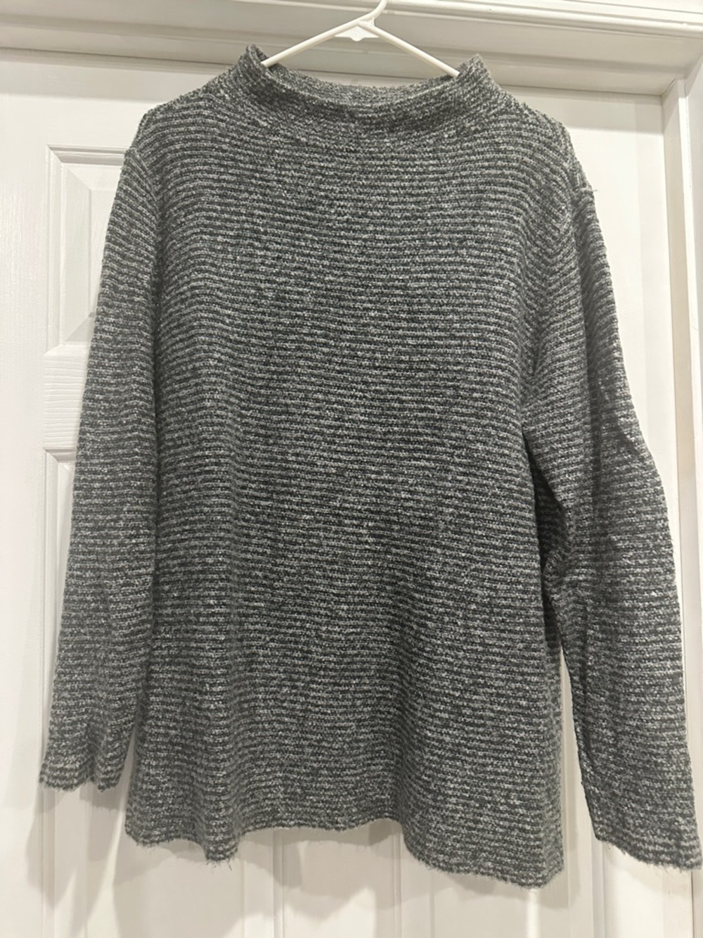 Women's Gray Ribbed Mockneck Sweater